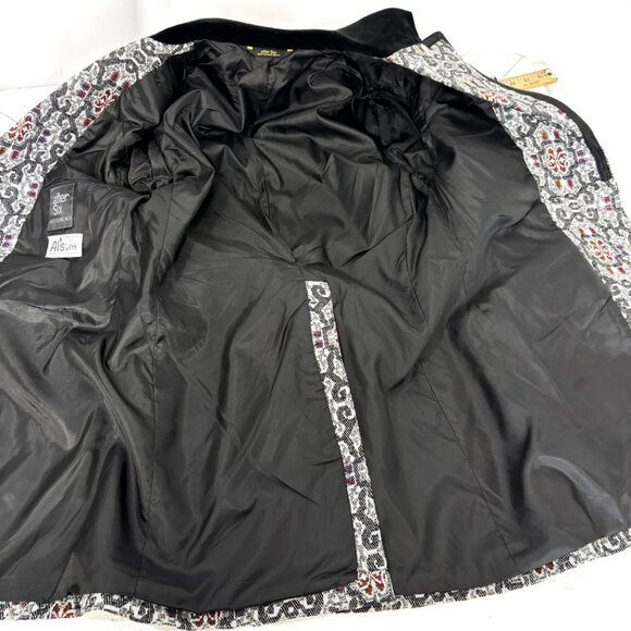 After Six Grey Red  Brocade Tuxedo Prom Formal Jacket Vintage Authentic 70’s NWT - Picture 7 of 14